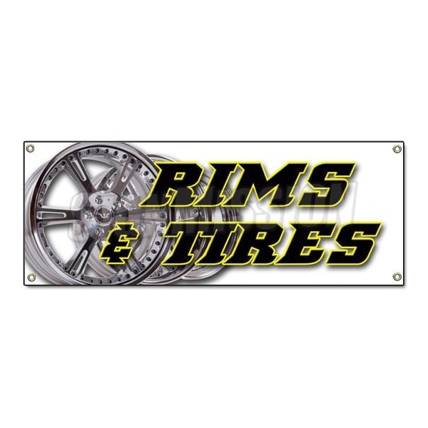 Signmission RIMS & TIRES BANNER SIGN wheels tires car rims truck suv